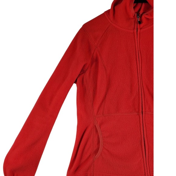 The North Face Fleece Hoodie Jacket Red Womens Size L Full Zip Pockets - Picture 10 of 12